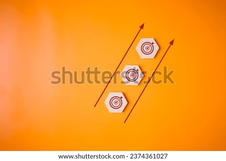 Business target and arrow up sign on background, Successful project plan, Business strategy planning management, Business goal, Innovation and inspiration for creativity idea thinking
