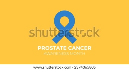 Prostate cancer awareness month banner with blue ribbon. November is prostate cancer awareness month banner design template