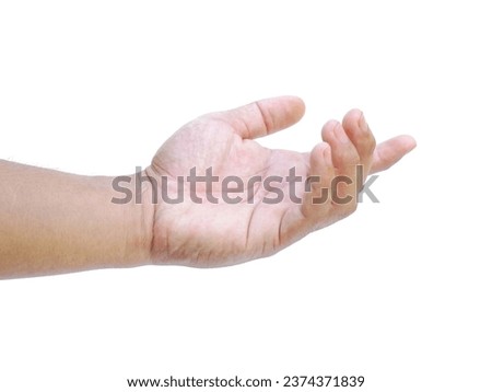 Men's hands making gestures like  I'm about to grab something.  or are about to help  Isolated on white background.