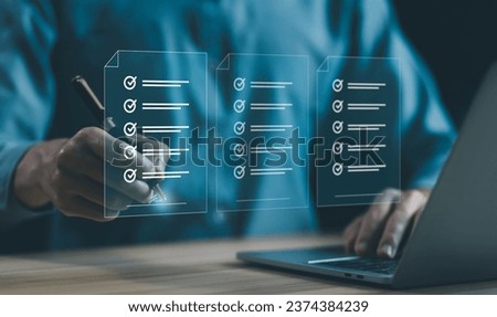 businessman signs an agreement on online technology digital on the laptop, signature on the form agreement. concept of document electronic smart contract, used signature in transaction business, bank Royalty-Free Stock Photo #2374384239