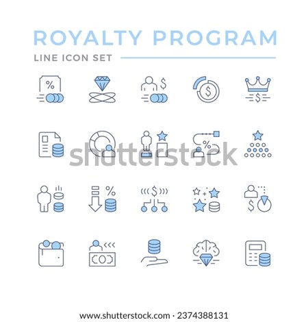 Set color line icons of royalty program Royalty-Free Stock Photo #2374388131
