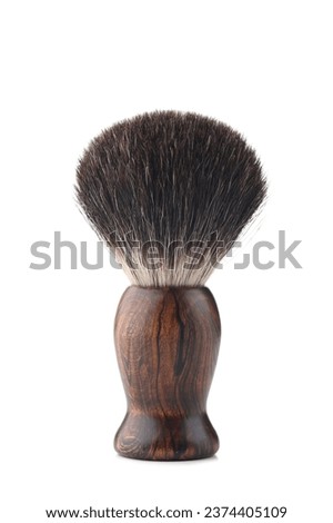 Wooden shaving brush isolate on white background Royalty-Free Stock Photo #2374405109
