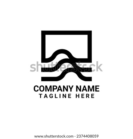 The logo and icon are in the shape of a beach sunset with a modern impression. Suitable for your indoor cafe logo with views of the open sea