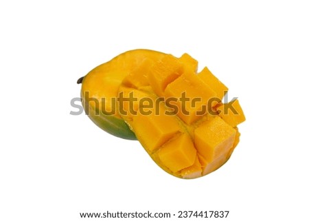Fresh ripe mango (Mangifera indica) on isolated white background