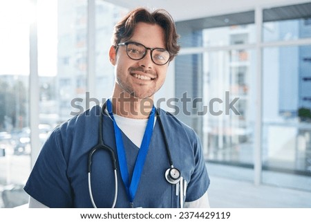 Man, doctor and hospital for healthcare, portrait and smile for career, confident and mindset. Services, medical and professional with confidence, male and work for medicare clinic, insurance and job