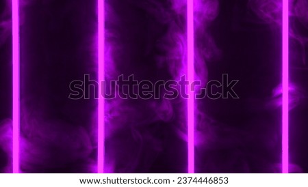 Colored neon light with smoke