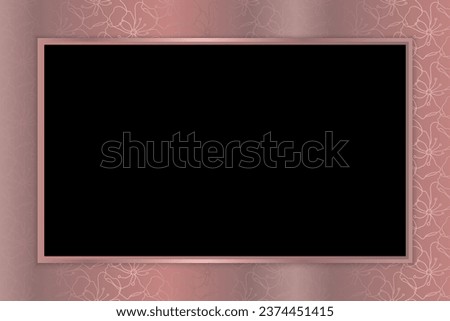 Elegant Black and Rose Gold Floral Frame or Border Background