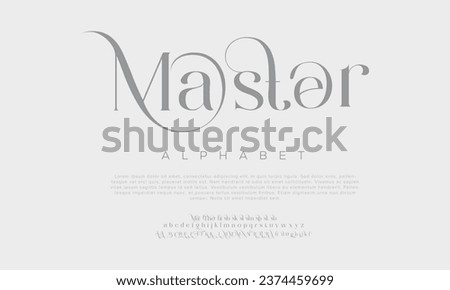Master Elegant Font Uppercase Lowercase and Number. Classic Lettering Minimal Fashion Designs. Typography modern serif fonts regular decorative vintage concept. vector illustration Royalty-Free Stock Photo #2374459699