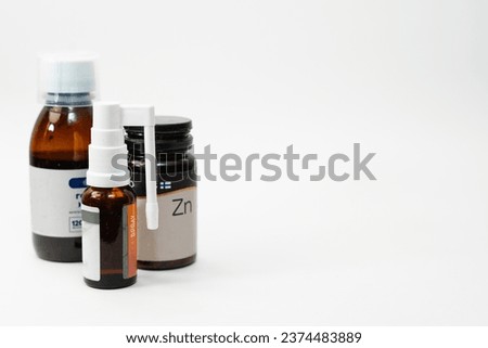 Medication bottles. Meds. Off the shelf medication. Prescription drugs Royalty-Free Stock Photo #2374483889