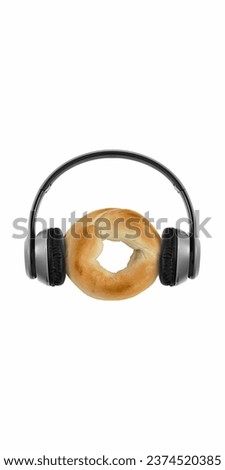 donut cake background listening to music with headset