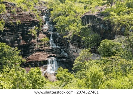Beautiful of Soi Sawan Waterfall Pha Taem National Park, Ubon Ratchathani, Thailand. Royalty-Free Stock Photo #2374527481