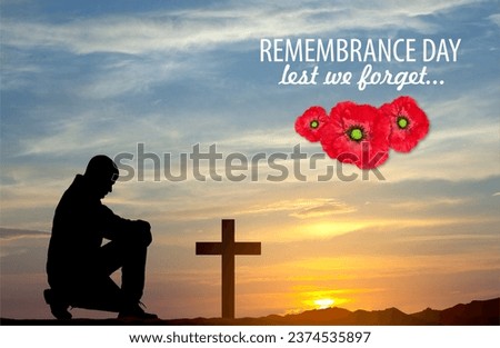 The remembrance poppy. Poppy Day background. Remembrance Day - Lest We Forget Royalty-Free Stock Photo #2374535897
