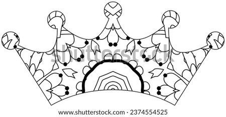 Zentangle stylized crown for coloring. Hand Drawn lace vector illustration