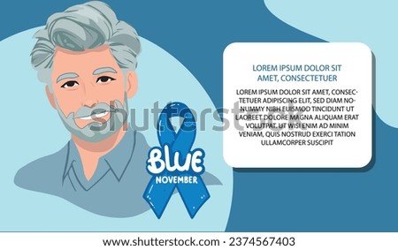 Banner template for campaign to combat prostate cancer, blue November, vector illustration