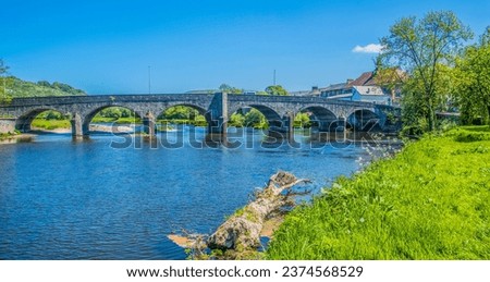 Arched Bridge, Over River Wye, Buith Wells, Wales, UK, Royalty-Free Stock Photo #2374568529