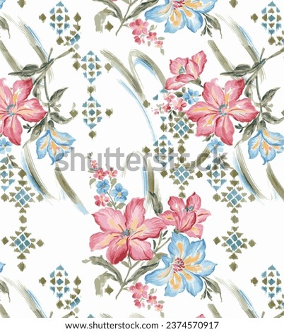 abstract small flowers arrangement, all over design with a texture background for textile printing factory