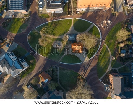 Top view picture of Winterswijk in the morning sun