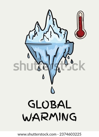 
Color hand drawn illustration dedicated to the theme of global warming with a melting iceberg.