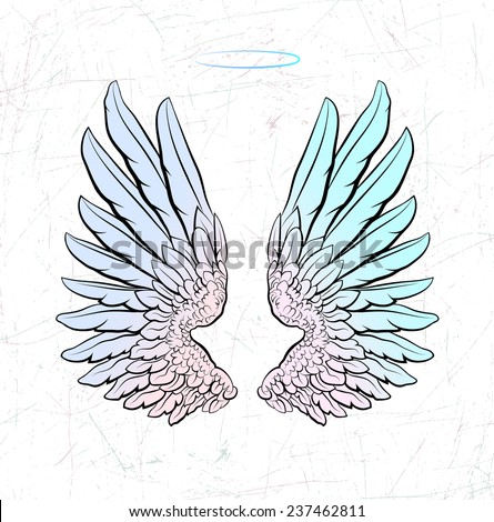 Vector sketch of two big white wings.