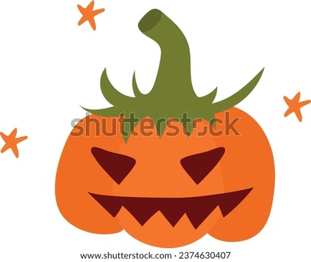 Vector pumpkin with face in cute cartoon style