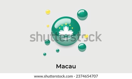 Macau flag bubble circle round shape icon colorful vector illustration