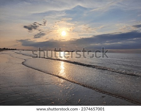 The French coast in summer, the coast with sunrise and sea waves.