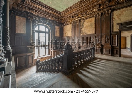 Exploring an Abandoned Renaissance Palace: Unveiling the Haunting History of a Ghostly Manor with a Rich Past Royalty-Free Stock Photo #2374659379