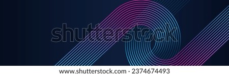 Abstract futuristic background design with glowing diagonal geometric line pattern spin blue pink light isolated on black background in the concept of science, AI technology, digital, music