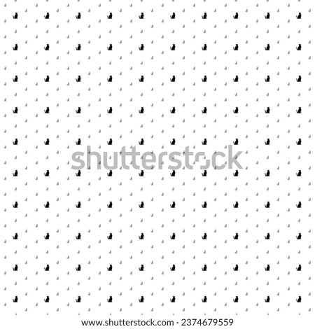 Square seamless background pattern from geometric shapes are different sizes and opacity. The pattern is evenly filled with small black cat icons. Vector illustration on white background