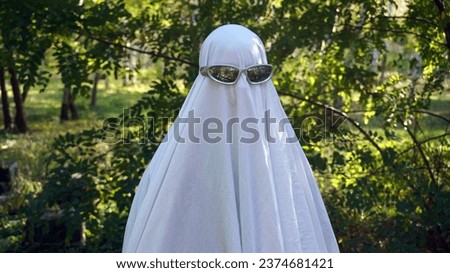 Halloween scary ghost with glasses