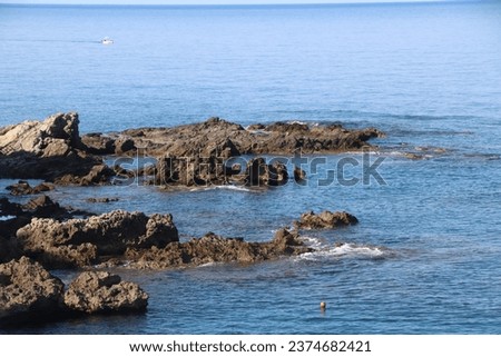 Seascape of the Tyrrhenian sea in Calabria in southern Italy