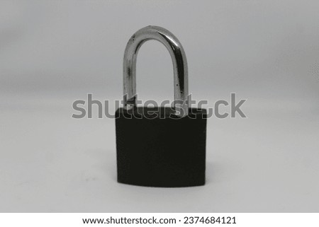 Picture of an iron door lock, white background