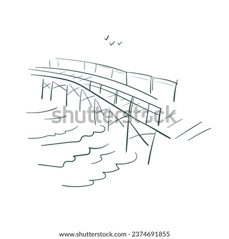 pier vector sketch simple doodle hand drawn line illustration isolated abstract sign symbol clip art