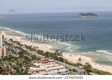 View of Barra da Tijuca beach in Rio de Janeiro, Brazil.