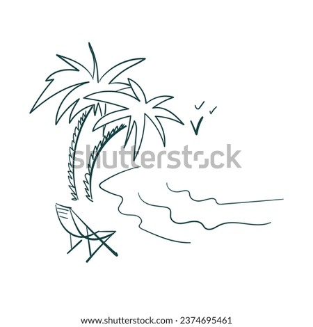 palm beach chaise lounge vector sketch simple doodle hand drawn line illustration isolated abstract sign symbol clip art