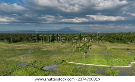 Seulawah Mountains and green rice fields, in Aceh province, Indonesia