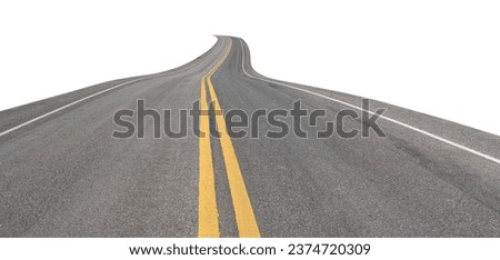 Empty asphalt road isolated on transparent background, PNG File