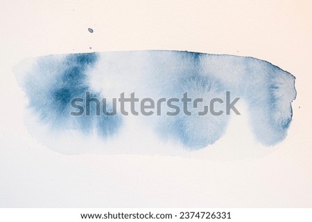 Navy blue watercolor brush strokes, Hand painted on watercolor paper texture, Navy blue artistic element for templates invitation card design Royalty-Free Stock Photo #2374726331