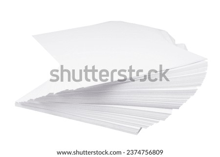 Stack of A4 blank paper isolated on white background. Save clipping path.