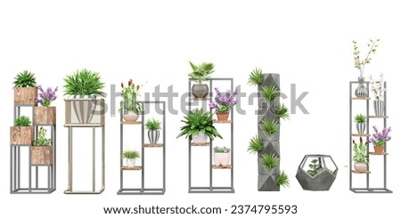 The versatility of transparent plant cut-outs in interior design for illustration, digital composition and architecture visualization