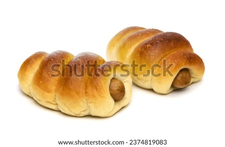 Sausage bread isolated on white background Royalty-Free Stock Photo #2374819083
