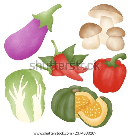 Hand drawn fresh vegetables collection.