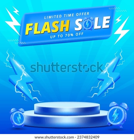 Flash Sale promotional labels templates set. Special offer with thunder sign and hand lettering for business, discount shopping, sale promotion and advertising.
