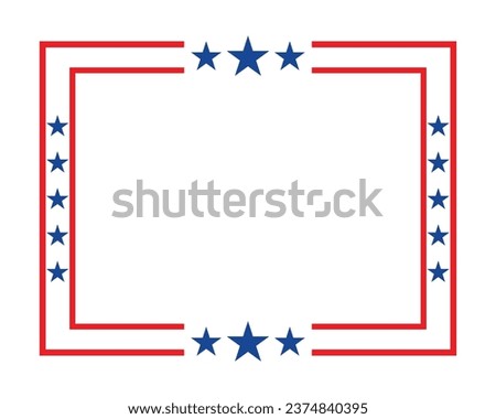 American flag square frame banner vector.