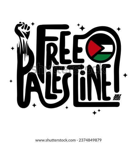 Hand-drawn typography of Free Palestine