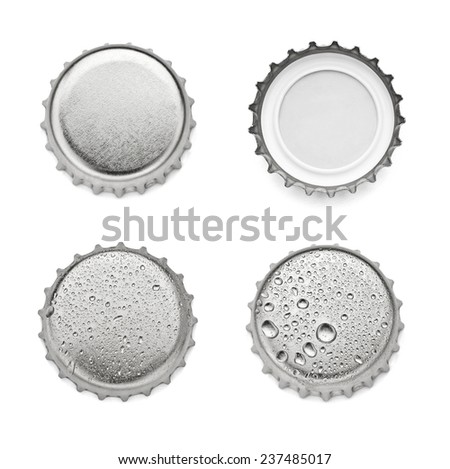 collection of  various bottle caps on white background. each one is shot separately Royalty-Free Stock Photo #237485017