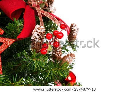 Christmas tree isolated white background. Christmas celebration background