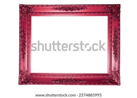 Old royal red frame white or PNG not background, Vintage photo frame idea, antique, vector design pattern, vintage red color rectangle.