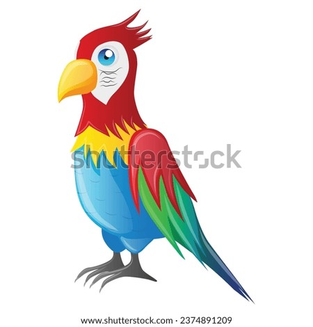 standing on legs, crested scarlet parrot ara macaw Royalty-Free Stock Photo #2374891209