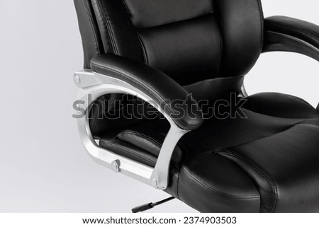 The office chair from black leather. Isolated, Empty Black Leather Office Chair, set of black office chair isolated on white background, The office chair from black leather. Isolated Royalty-Free Stock Photo #2374903503